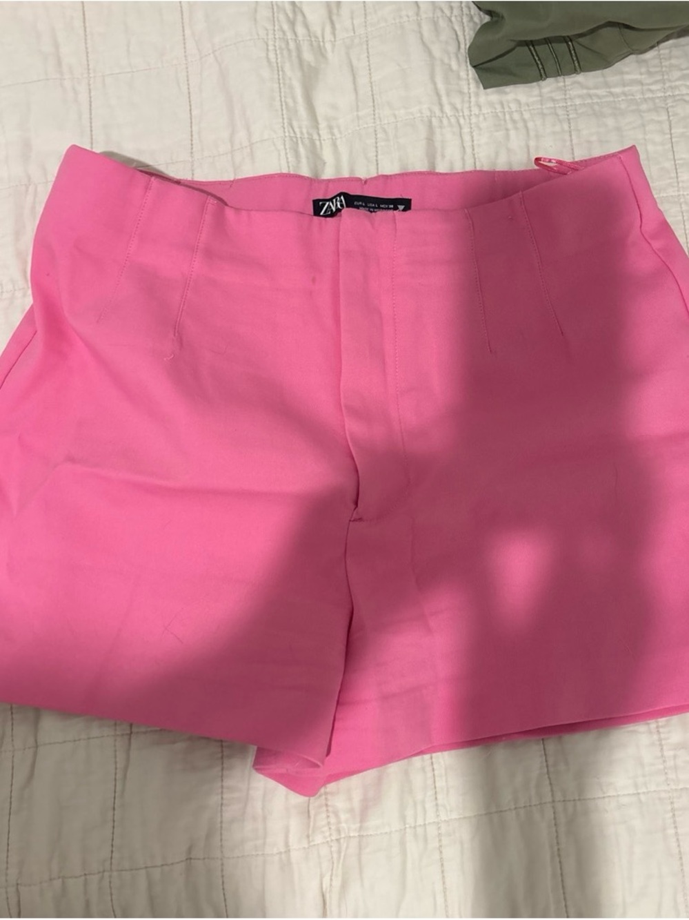 Zara Bright Pink High-Rise Tailored Shorts